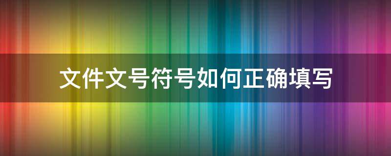 文件文号符号如何正确填写 文件符号的使用方法