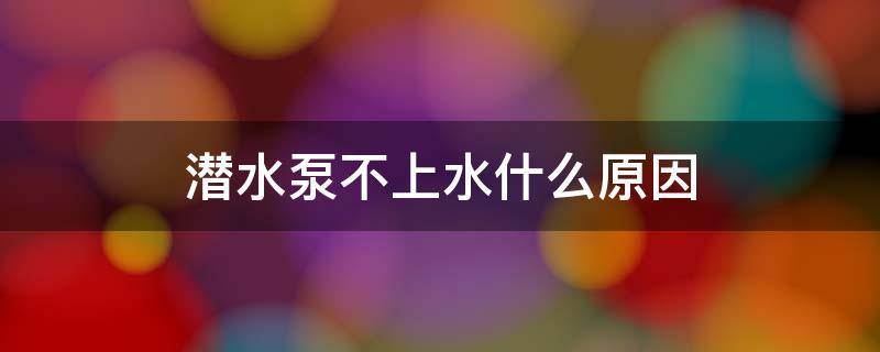 潜水泵不上水什么原因 风扇潜水泵不上水什么原因