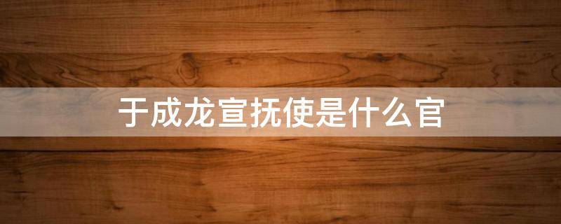 于成龙宣抚使是什么官（于成龙直隶总督）