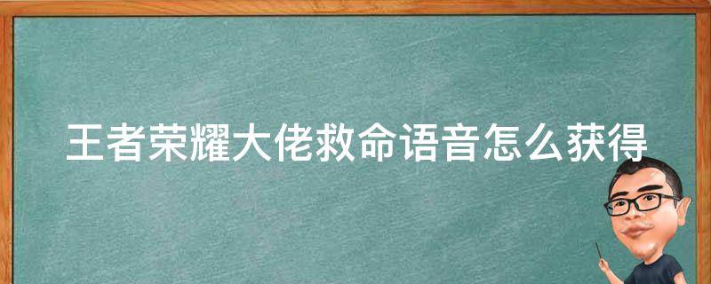 王者荣耀大佬救命语音怎么获得（王者荣耀中大佬救命语音怎么得）