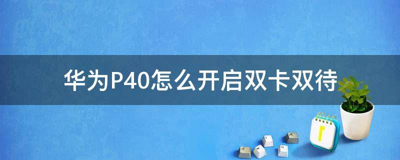 华为P40怎么开启双卡双待 华为p40怎么设置双卡双待