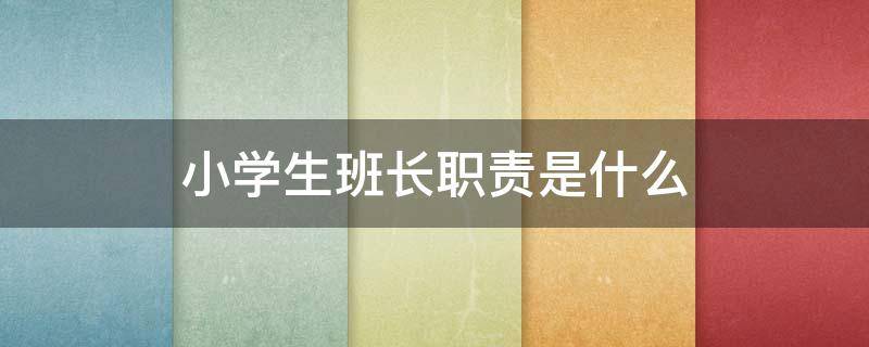 小学生班长职责是什么（小学生班长职责与工作任务）