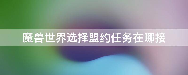 魔兽世界选择盟约任务在哪接（魔兽世界盟约战役在哪接）