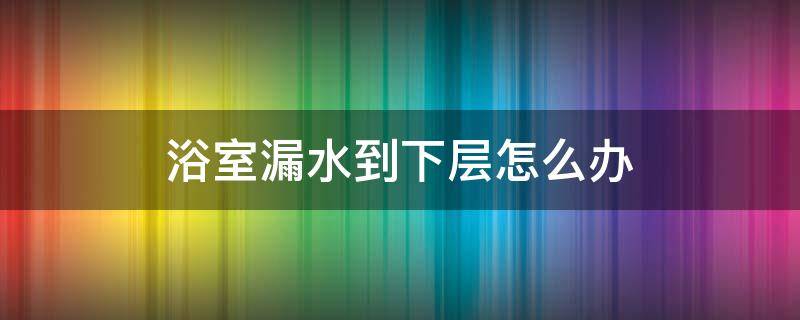 浴室漏水到下层怎么办（整体浴室底部漏水怎么办）