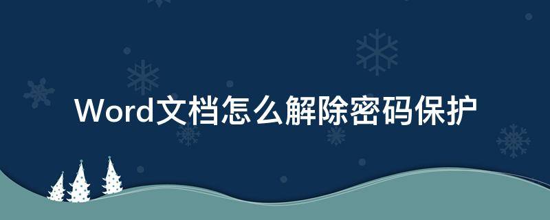 Word文档怎么解除密码保护（word文件如何解除密码保护）