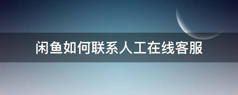 闲鱼如何联系人工在线客服（闲鱼怎么联系人工在线客服电话）