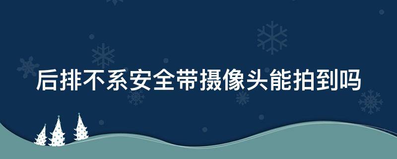 后排不系安全带摄像头能拍到吗 后排不系安全带摄像头能拍到吗