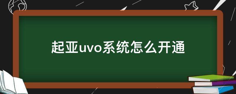 起亚uvo系统怎么开通（起亚uvo不支持开通app）