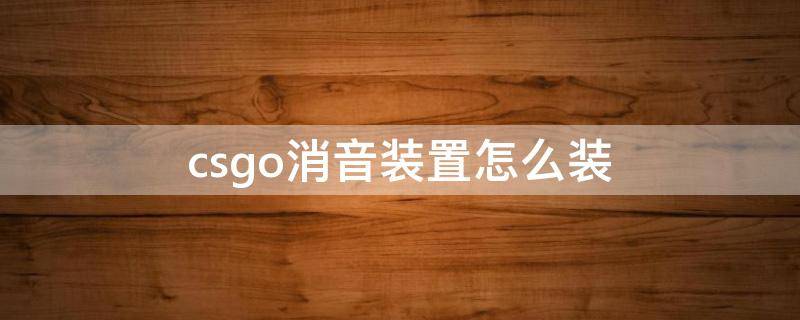 csgo消音装置怎么装（csgo里的消音怎么装）