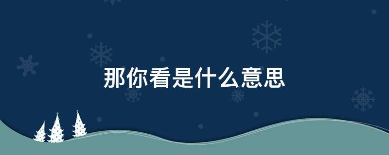 那你看是什么意思 你看那是啥意思