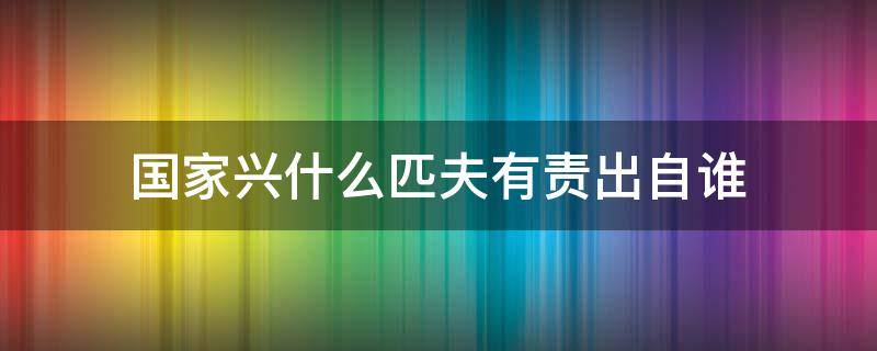 国家兴什么匹夫有责出自谁（国家兴什么匹夫有责是谁说的）