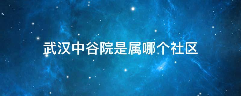 武汉中谷院是属哪个社区 武汉华中智谷属于哪个社区