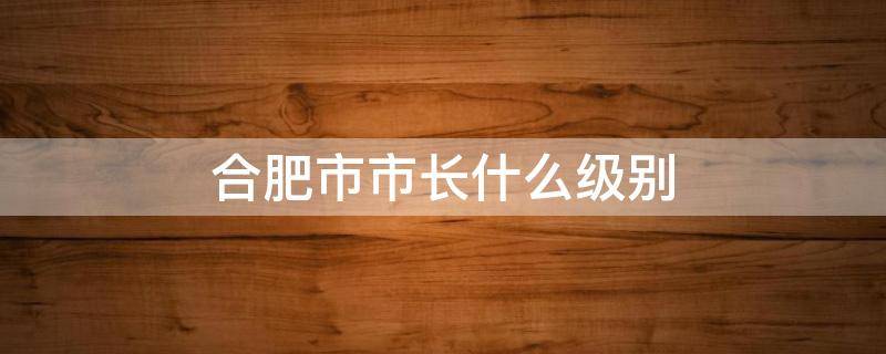 合肥市市长什么级别 合肥市的区长是什么级别