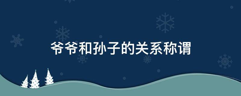 爷爷和孙子的关系称谓（爷爷和孙子的关系称谓 家庭关系）