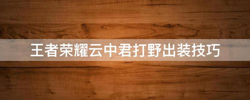王者荣耀云中君打野出装技巧（王者荣耀云中君最强打野出装）
