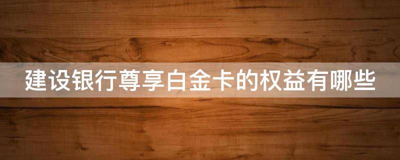 建设银行尊享白金卡的权益有哪些（建设银行尊享白金卡介绍）
