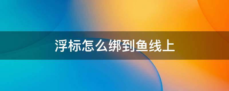 浮标怎么绑到鱼线上 浮标怎么绑到鱼线上图片