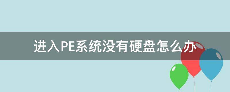 进入PE系统没有硬盘怎么办（pe有硬盘,进系统没有）