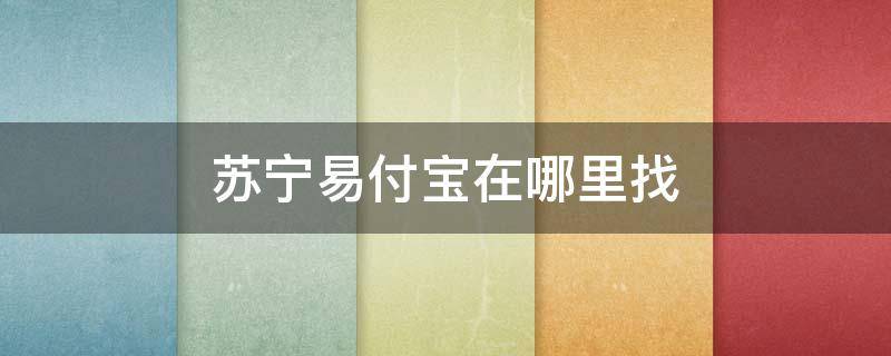 苏宁易付宝在哪里找（苏宁app易付宝在哪里找）