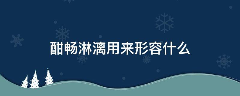 酣畅淋漓用来形容什么（酣畅淋漓是形容词吗）