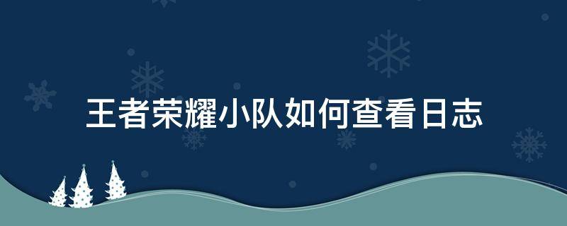 王者荣耀小队如何查看日志 王者荣耀怎么看小队消息