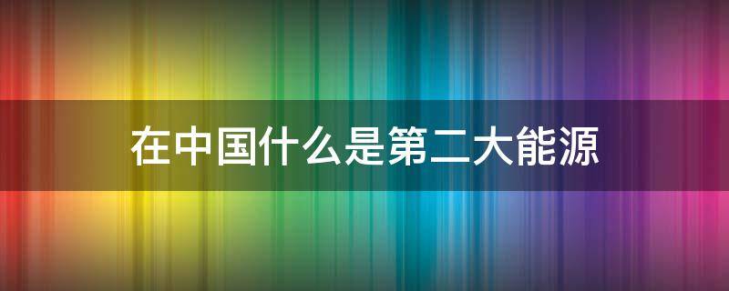 在中国什么是第二大能源 在中国什么是第二大能源?