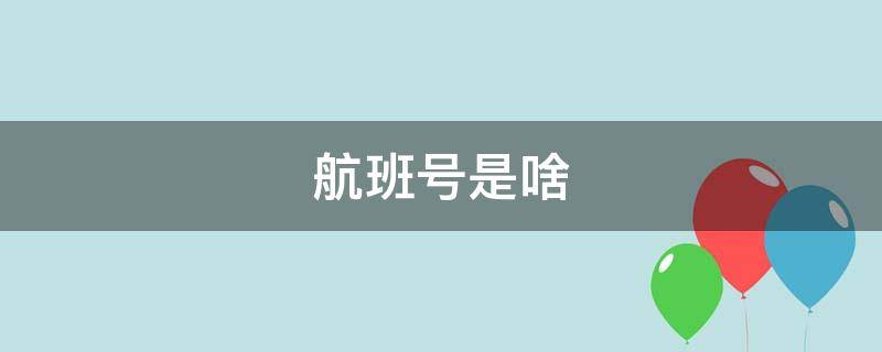 航班号是啥 飞机的航班号是啥