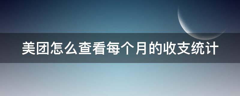 美团怎么查看每个月的收支统计 美团怎么查看每个月的收支统计表