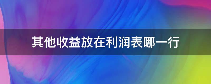 其他收益放在利润表哪一行 其他收益放到利润表哪里