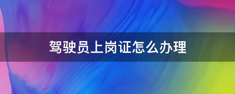 驾驶员上岗证怎么办理（驾驶员上岗证如何办理）