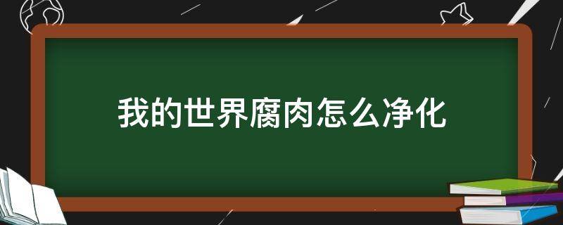 我的世界腐肉怎么净化 我的世界腐化之地怎么净化