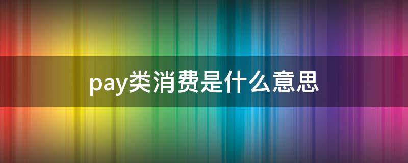 pay类消费是什么意思 什么叫PAY类消费