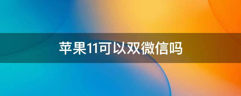 苹果11可以双微信吗（iphone11可以双开微信吗）