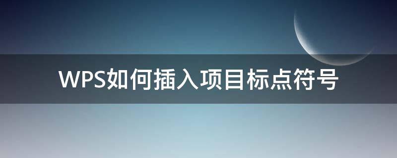 WPS如何插入项目标点符号 wps文档的标点符号在哪