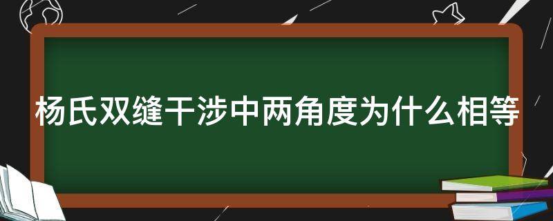 杨氏双缝干涉中两角度为什么相等 杨氏双缝干涉问题