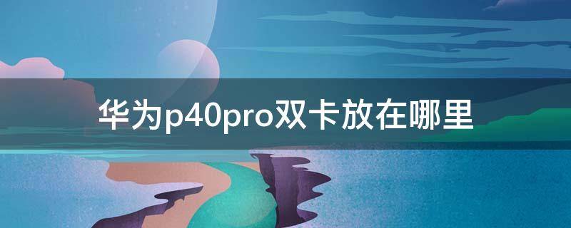 华为p40pro双卡放在哪里（华为p40pro怎么双卡）