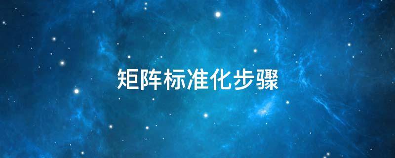 矩阵标准化步骤 矩阵标准化步骤公式