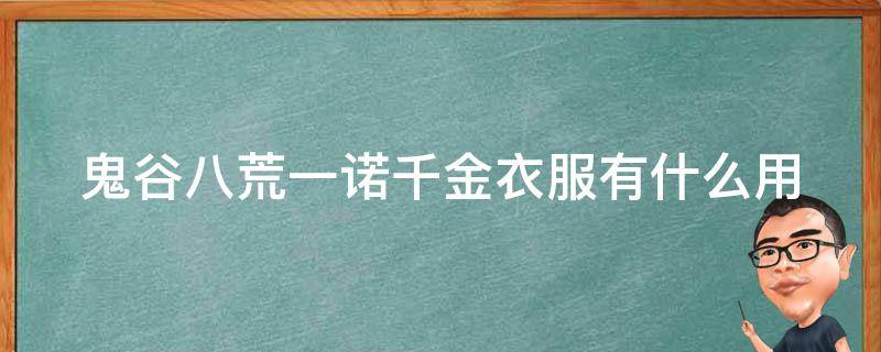 鬼谷八荒一诺千金衣服有什么用 鬼谷八荒一诺千金的衣服有什么用