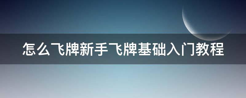 怎么飞牌新手飞牌基础入门教程 飞牌的方法