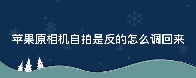 苹果原相机自拍是反的怎么调回来 苹果原相机自拍是反的怎么调回来6p