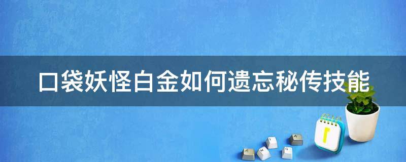 口袋妖怪白金如何遗忘秘传技能 口袋妖怪白金所有秘传机