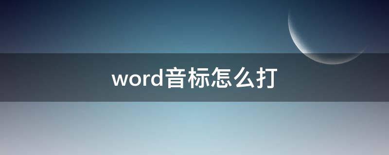 word音标怎么打（word中怎么打音标）