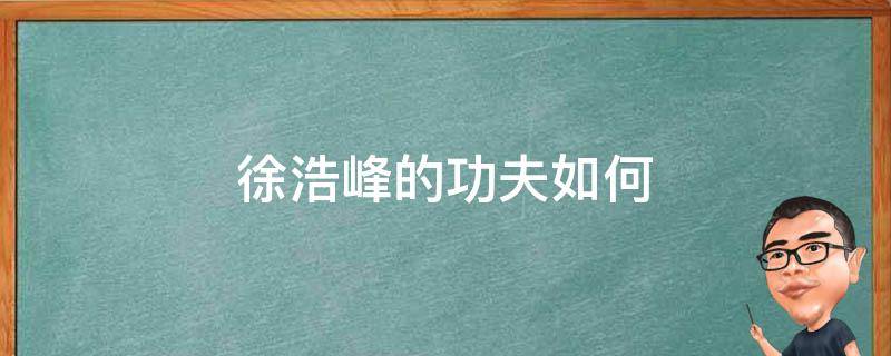 徐浩峰的功夫如何 徐浩峰会功夫吗