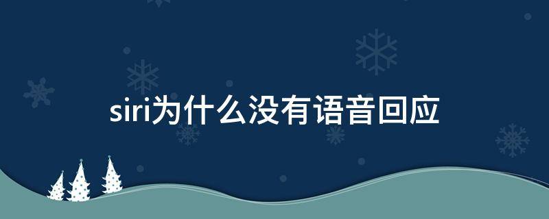 siri为什么没有语音回应 siri为什么没有语音回应只有文字