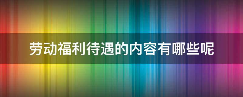 劳动福利待遇的内容有哪些呢（工资福利待遇内容）
