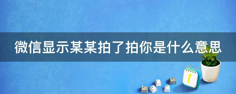 微信显示某某拍了拍你是什么意思（微信里显示某某拍了拍你是什么意思）