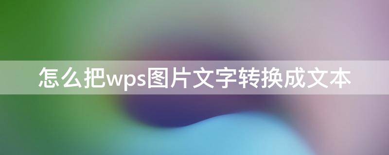 怎么把wps图片文字转换成文本 wps怎样将图片文字转换成word文字