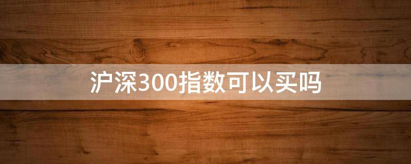 沪深300指数可以买吗（沪深300指数能买吗）