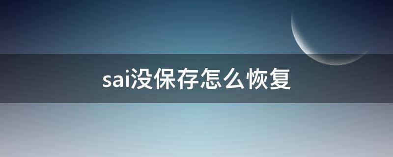 sai没保存怎么恢复（sai2怎么恢复未保存文件）