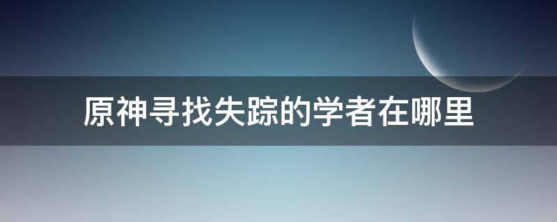 原神寻找失踪的学者在哪里（原神寻找失踪的学者在哪里获得宝藏）